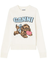 Graphic Wool Mix Fluffy Puppy Love Crewneck K2562 135 GANNI