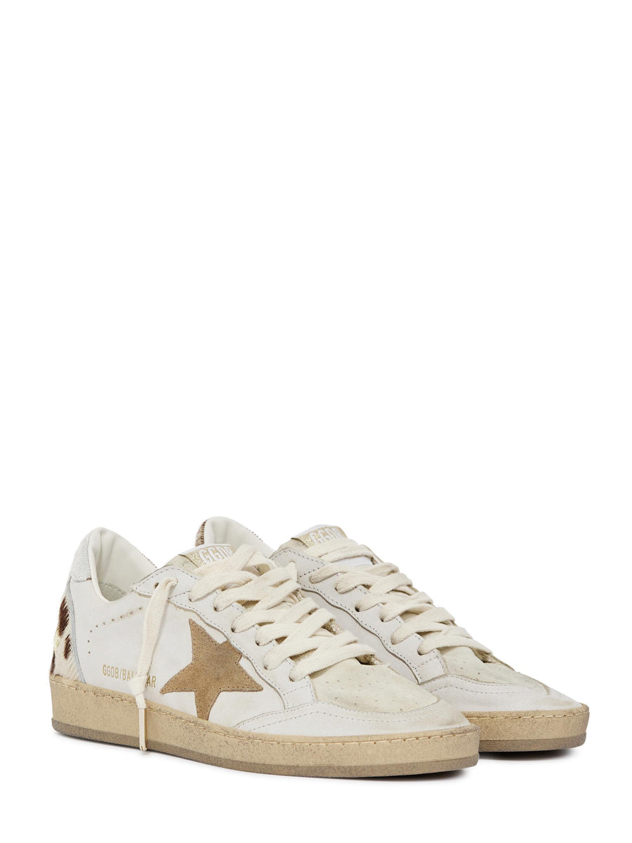 BALLSTAR LEATHER UPPER AND TOE SUED STAR HORSY COW PRINTED HEEL AND SPUR GWF00117 F00756383103 GOLDEN GOOSE 