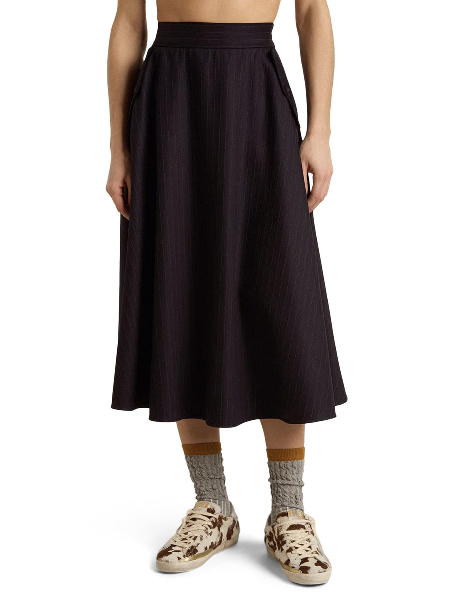 JOURNEY W'S CIRCLE SKIRT WITH FLAP POCKETS DETAIL PINSTRIPE VW GWP02343 P00209850629 GOLDEN GOOSE 