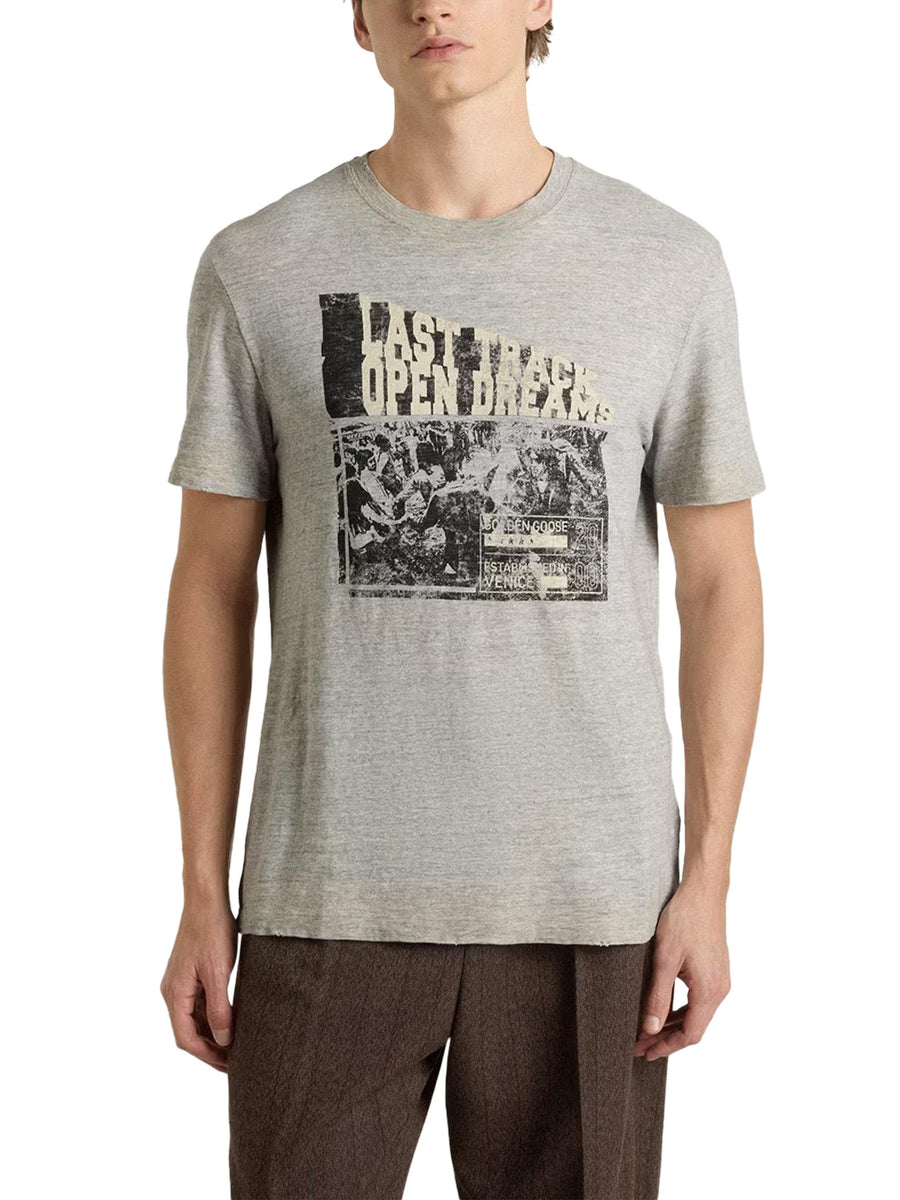 JOURNEY M'S T-SHIRT REGULAR SLUB JERSEY VINTAGE TREATMENT WITH PRINT GMP01220 P00214560255 GOLDEN GOOSE 