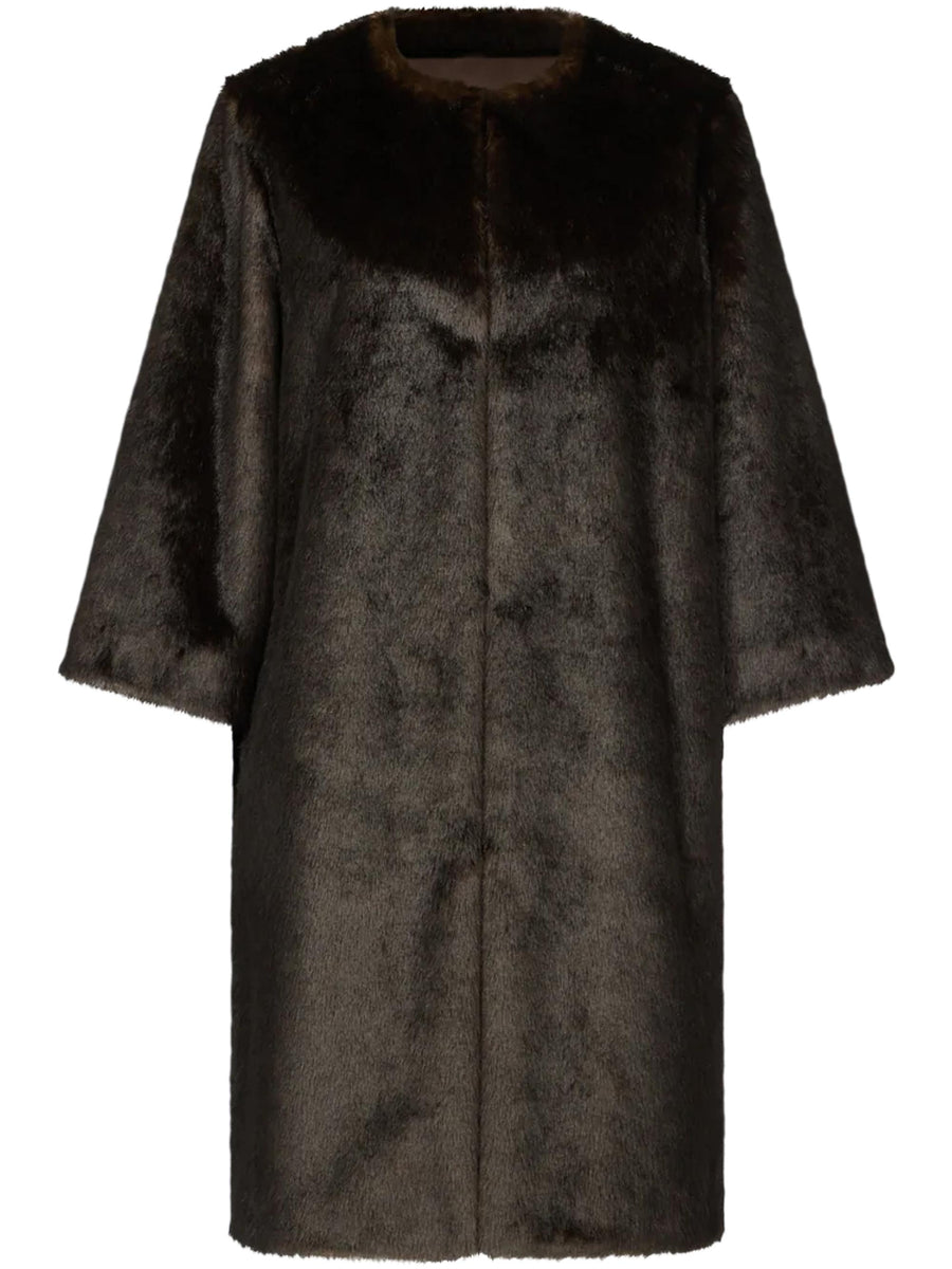 MOORE ROUND NECK LONG COAT MOORE GRIZZLY LOULOU STUDIO 