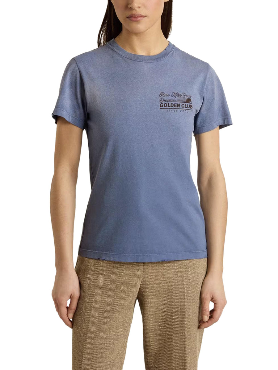 JOURNEY W'S SLIM LONG T-SHIRT DYED LIGHT COTTON JERSEY FADED EFFECT WITH PRITN GWP02322 P00212450270 GOLDEN GOOSE 