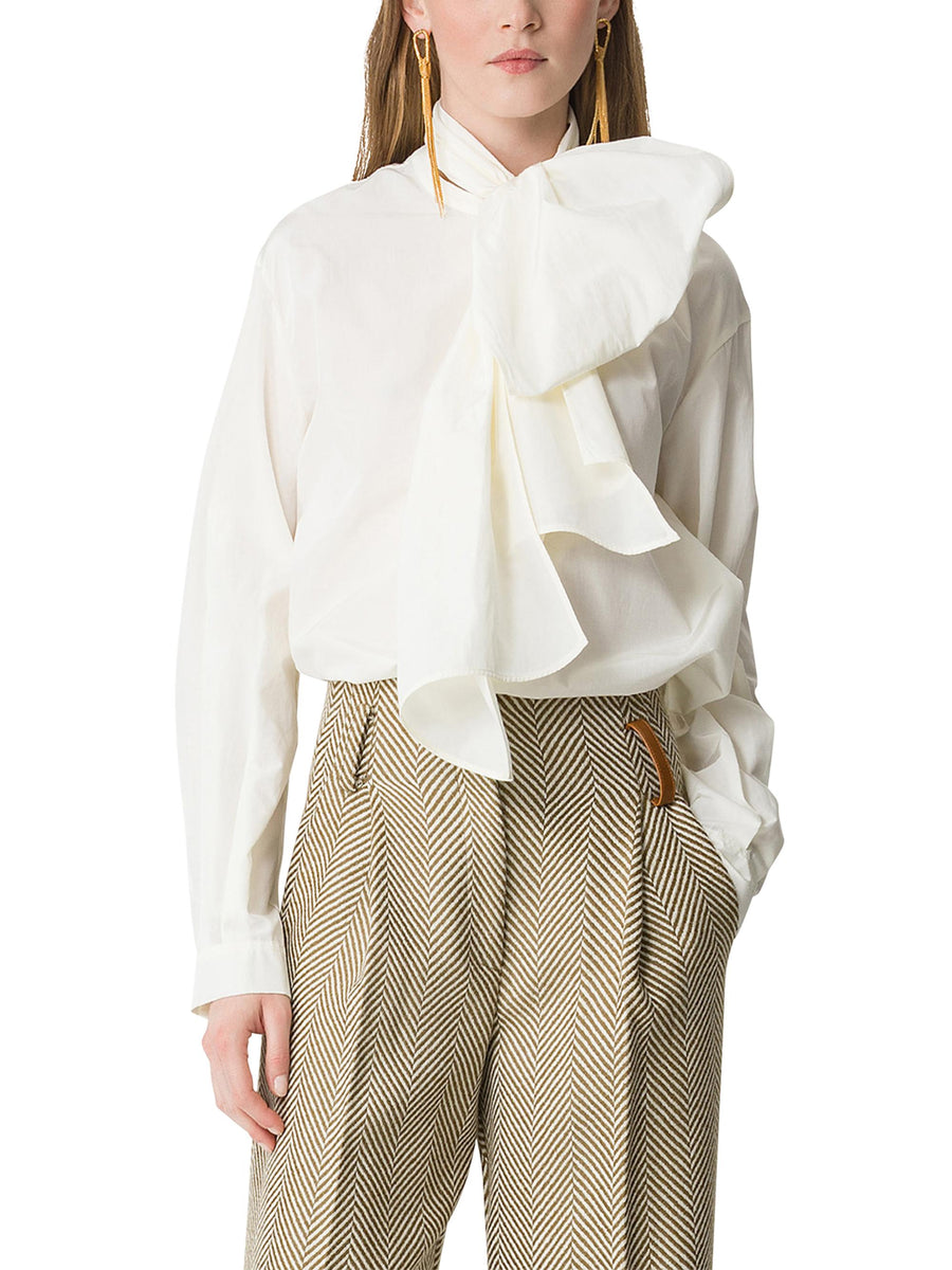 CHIC TAFFETAS  SHIRT WITH DETACHABLE BOW 14400 F48M0010 FORTE FORTE 