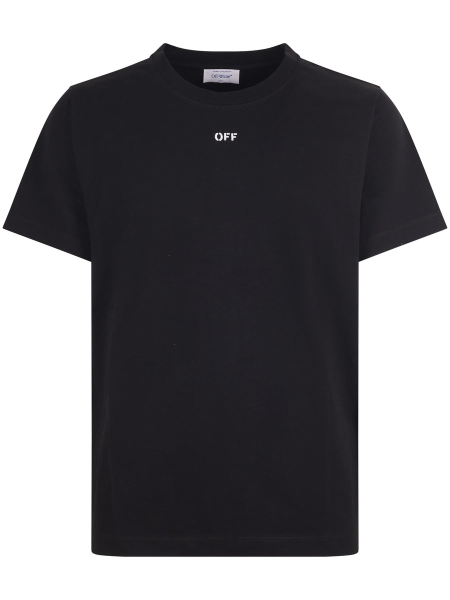 BRUSH ARROW SLIM S/S TEE BLACK WHITE OMAA027F25JER0081001  OFF-WHITE 