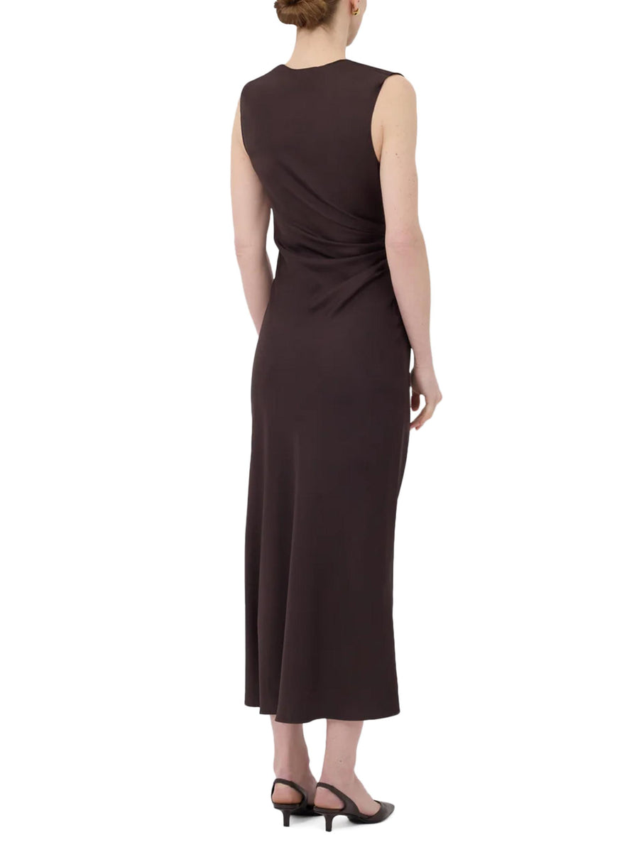 ROAN SLEEVELESS DRAPED DRESS ROAN BROWN LOULOU STUDIO 