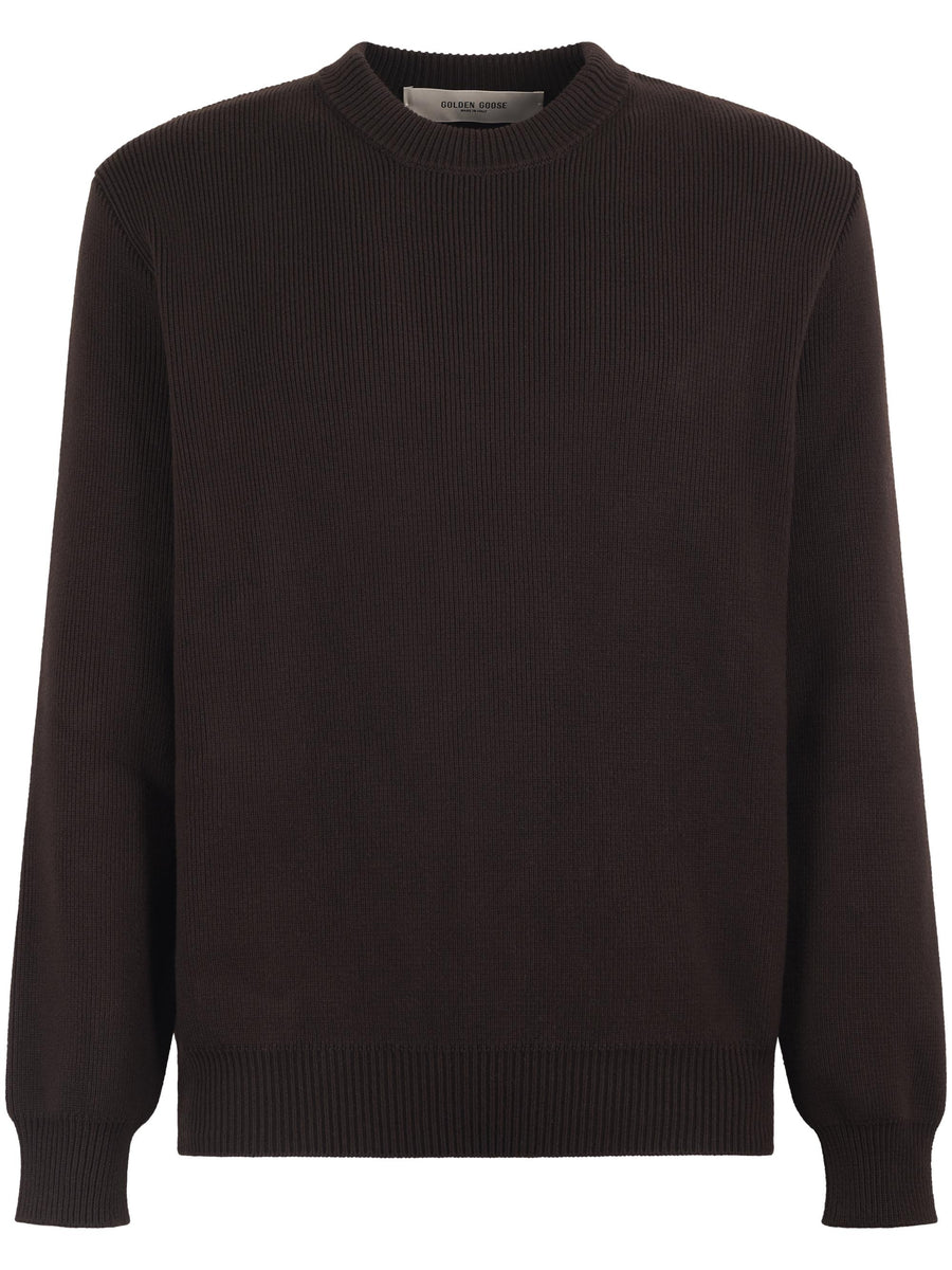 JOURNEY M'S KNIT REGULAR CREW NECK ORGANIC COTTON WITH LOGO GMP00841 P00211290111 GOLDEN GOOSE 