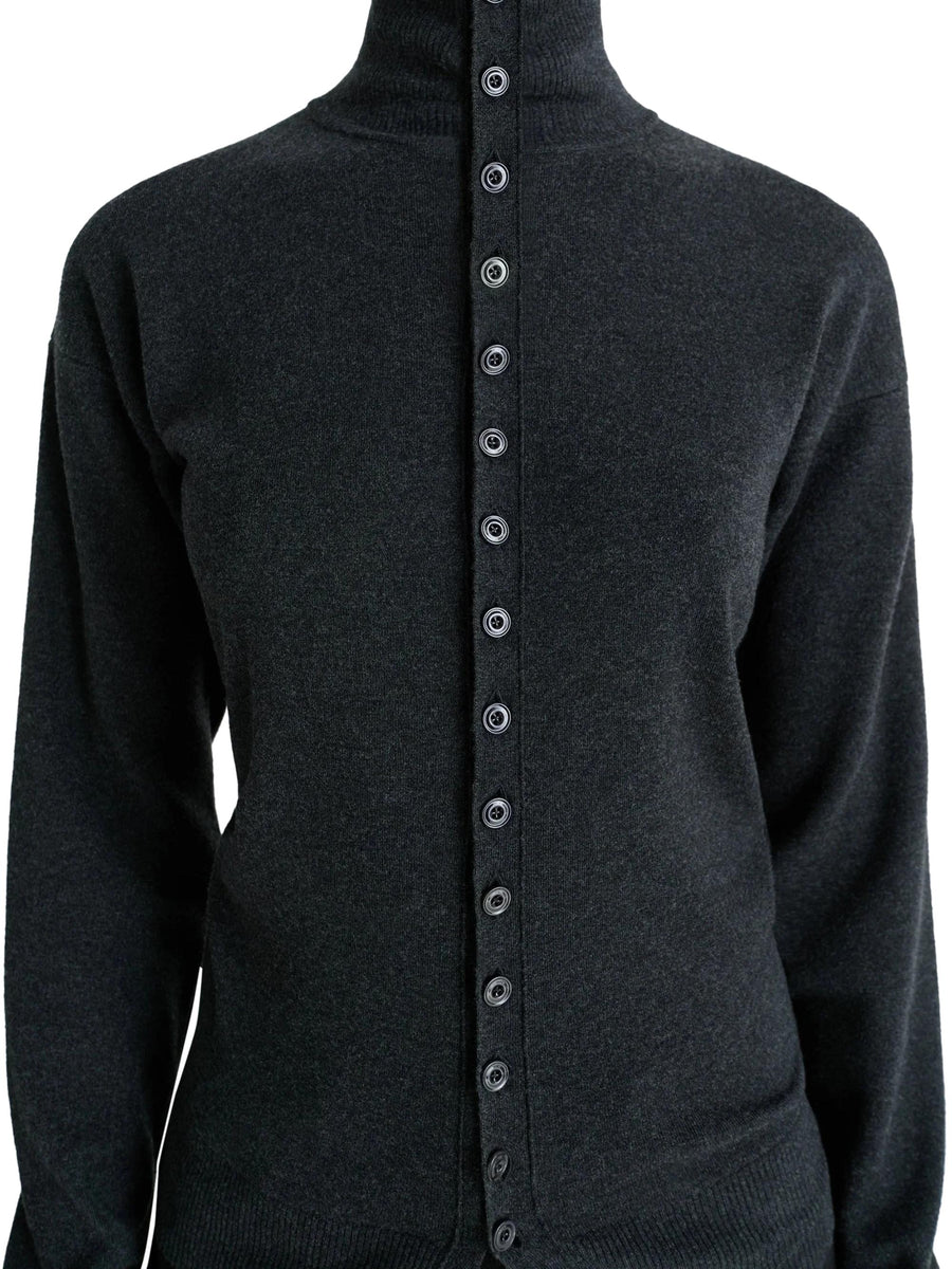 BUTTONED FITTED CARDIGAN TO1431 LK1045BK981 LEMAIRE 