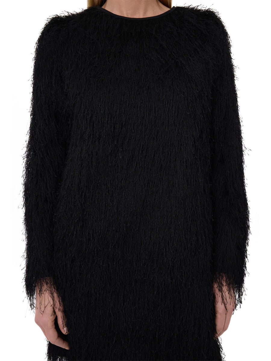 TINA LONGSLEEVE MINI DRESS TINA BLACK LOULOU STUDIO 