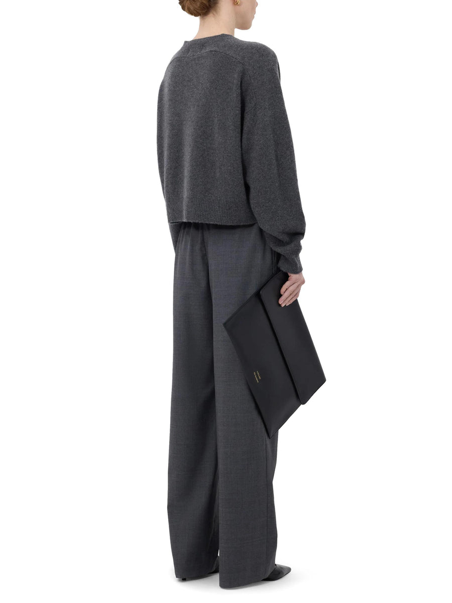 ANZOR LDS NECK BOXY SWEATER ANZOR LDS ANTHRACITE MELANGE LOULOU STUDIO 