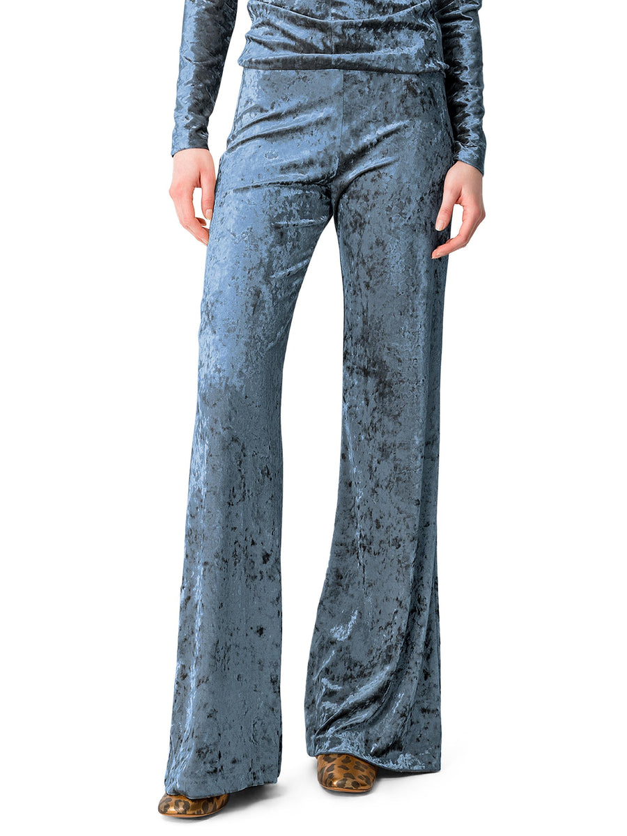 IRIDISCENT STRETCH VELVET HIGH WAIST PANTS 14102 F48A7050 FORTE FORTE 