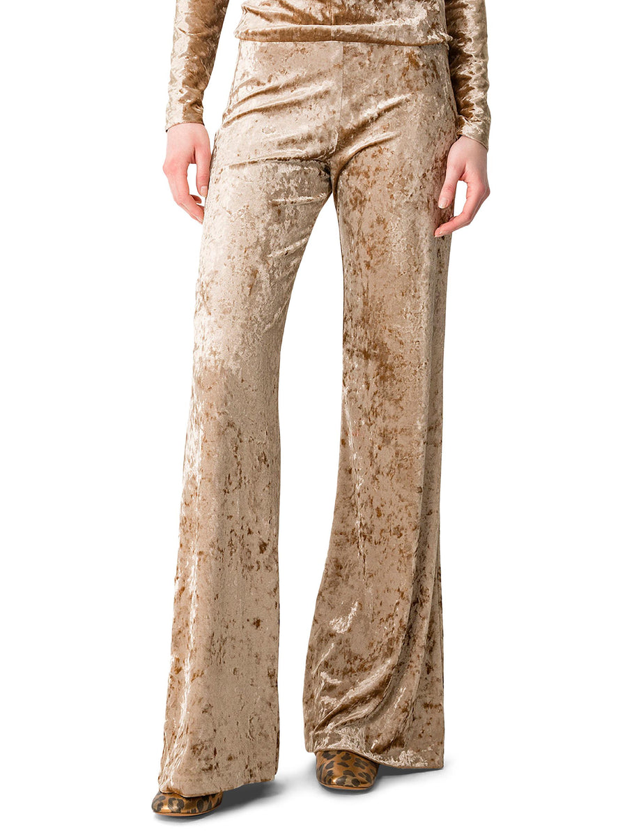 IRIDISCENT STRETCH VELVET HIGH WAIST PANTS 14102 F48A1517 FORTE FORTE 