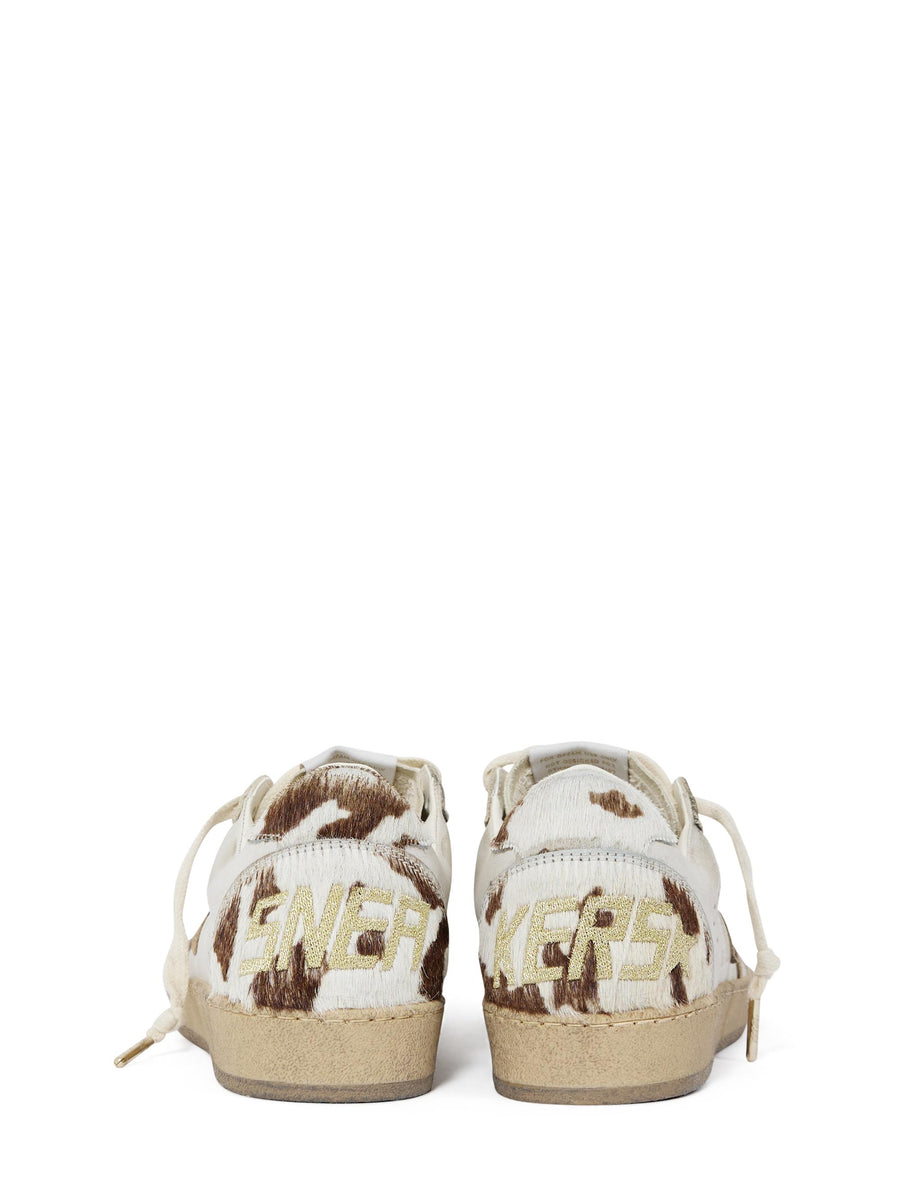 BALLSTAR LEATHER UPPER AND TOE SUED STAR HORSY COW PRINTED HEEL AND SPUR GWF00117 F00756383103 GOLDEN GOOSE 