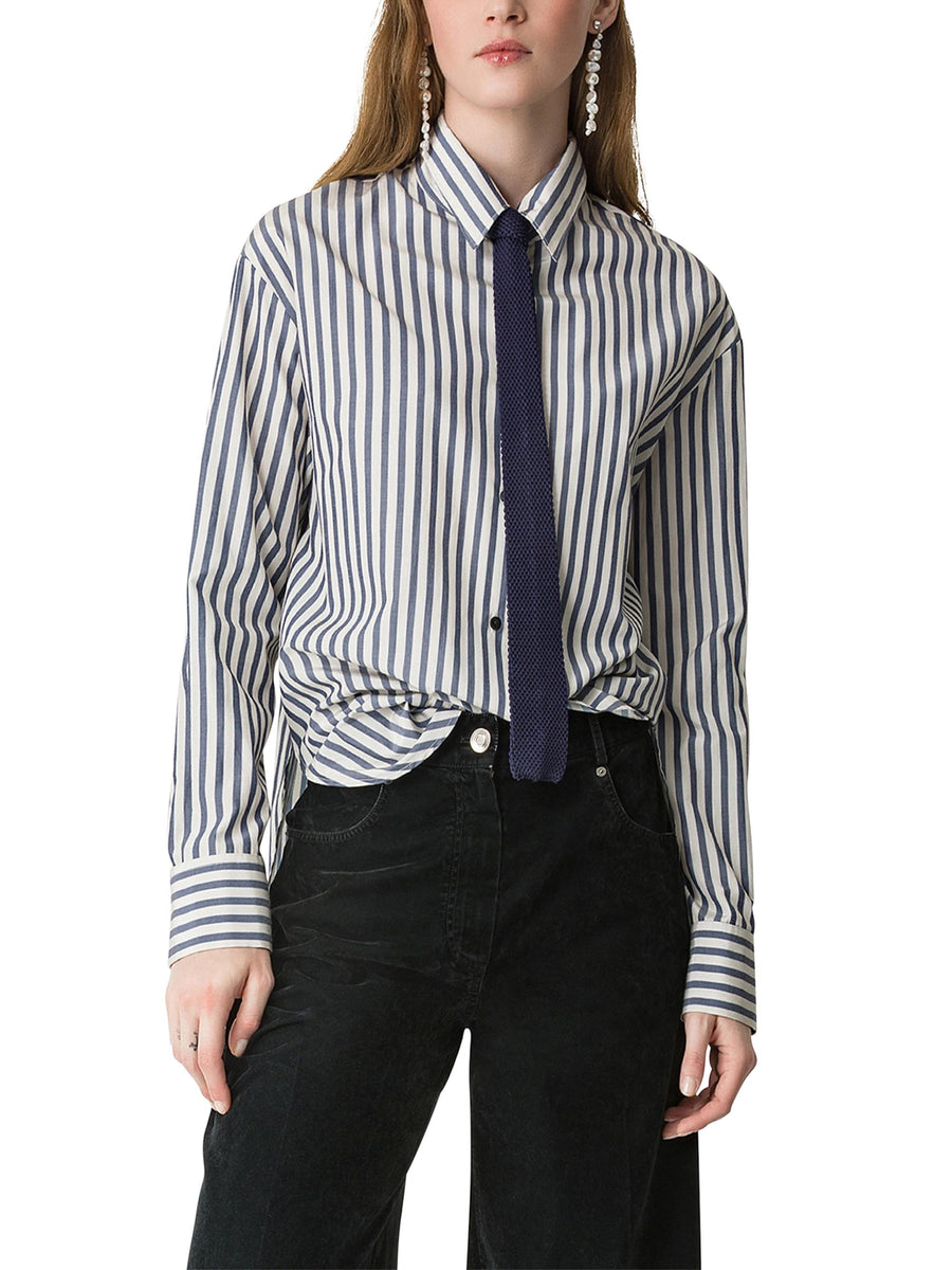 CHIC STRIPED TAFFETAS MASCULINE SHIRT 14399BIS F48M5013 FORTE FORTE 