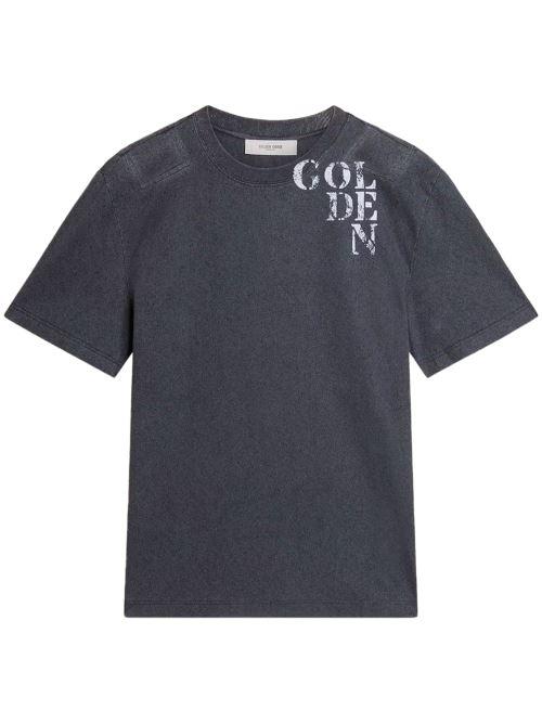 JOURNEY M'S T-SHIRT REGULAR GAUZE COTTON JERSEY PRINTED BASE WITH  FLOC PRINT GMP01220 P00213650100 GOLDEN GOOSE 