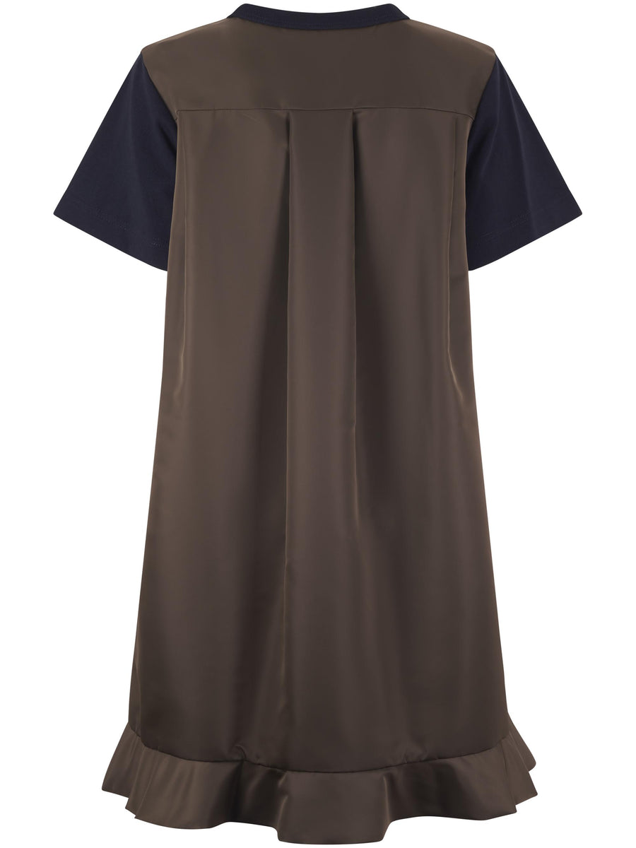 NYLON TWILL X COTTON JERSEY DRESS 2507999 233 SACAI 