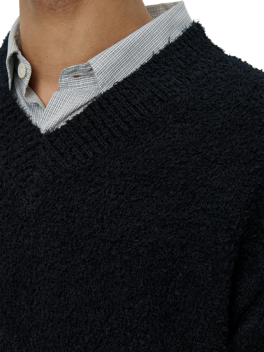 V NECK SWEATER M325067 FURRY BLACK MFPEN 