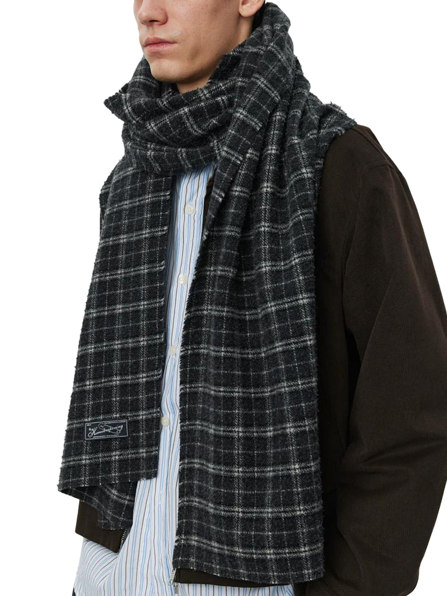 WOOL SCARF A325012 DARK GREY CHECK MFPEN 