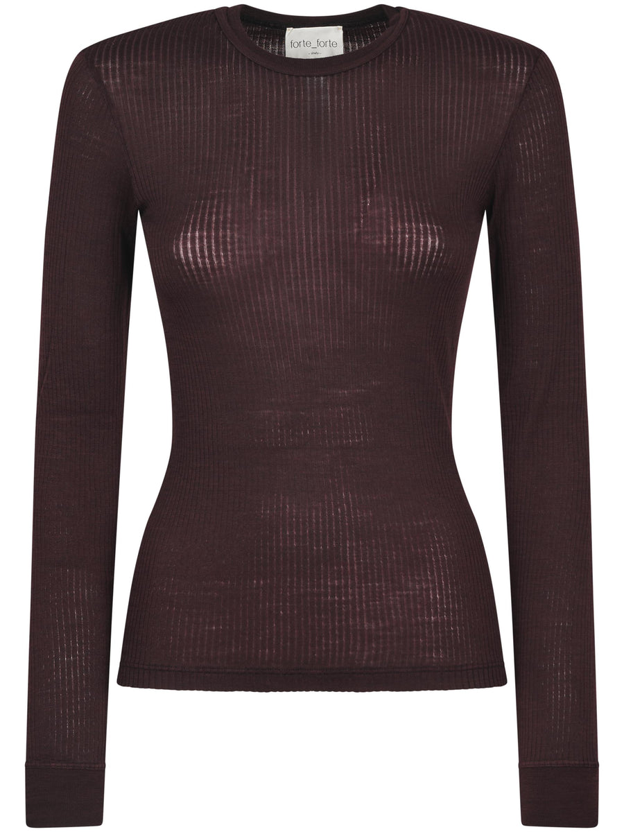 WOOL RIBBED JERSEY ROUNDNECK T-SHIRT 14426 F48M2507 FORTE FORTE 