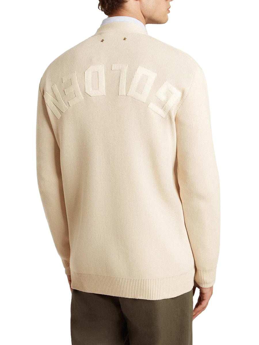 GOLDEN M'S KNIT CARDIGAN ORGANIC COTTON WITH LOGO GMP00946 P00197255550 GOLDEN GOOSE 