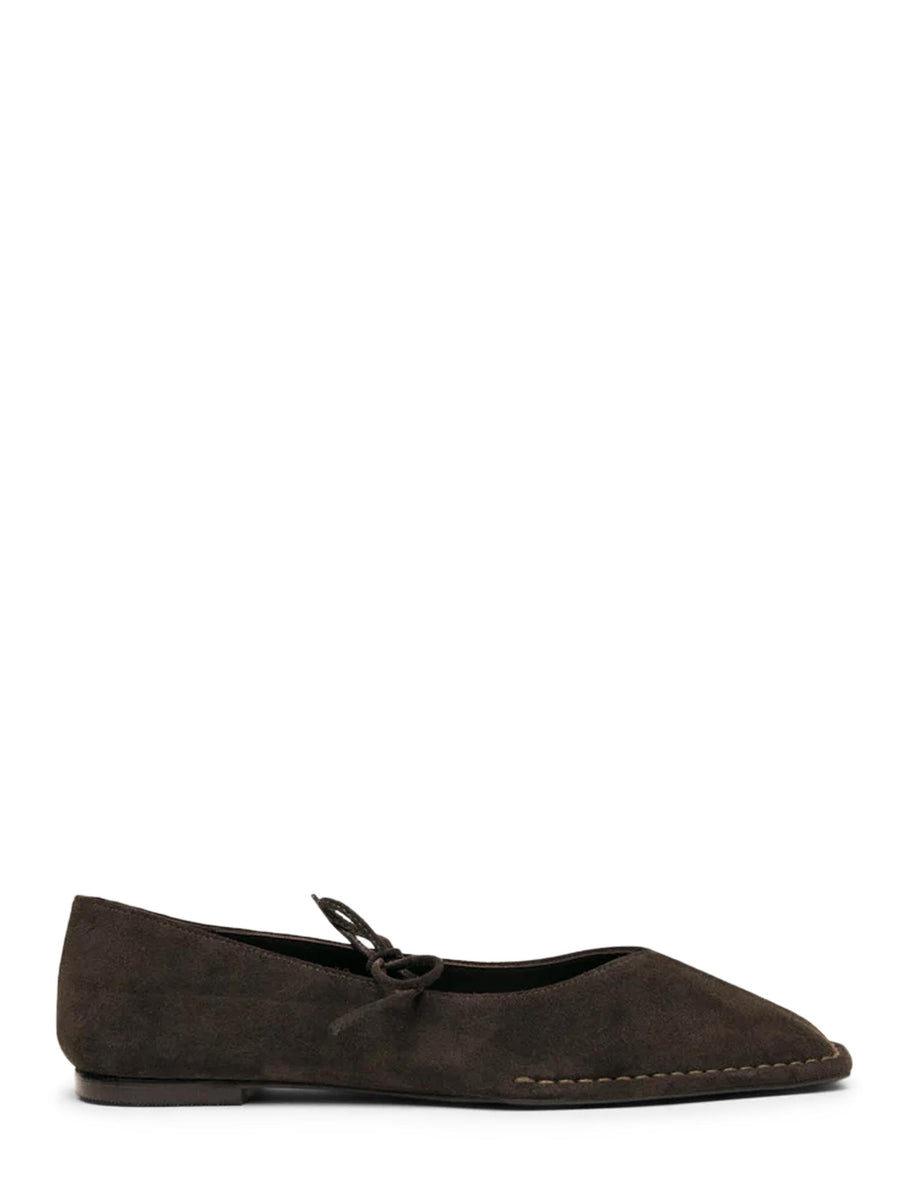 SWAY SUEDE COFFEE BROWN LEATHER BALLET FLATS S100946 01 ALOHAS 
