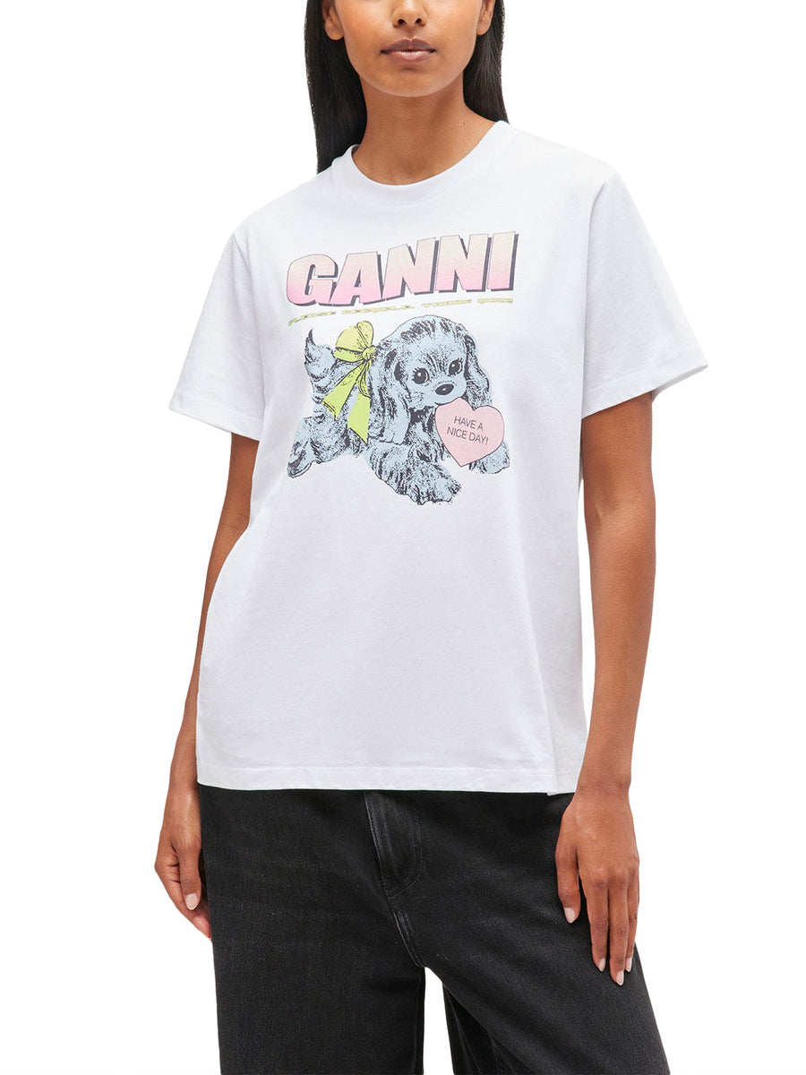 Basic Cotton Jersey Neon Puppy  T-shirt T4334 151 GANNI 