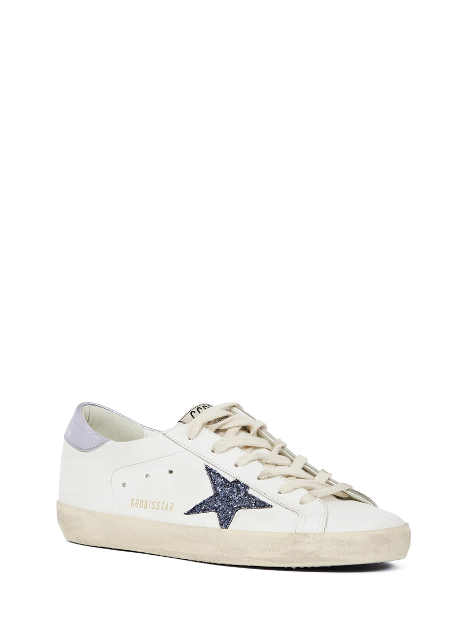 SUPER STAR LEATHER UPPER AND TOE GLITTER STAR LAMINATED HEEL GWF00101 F00753912282 GOLDEN GOOSE 