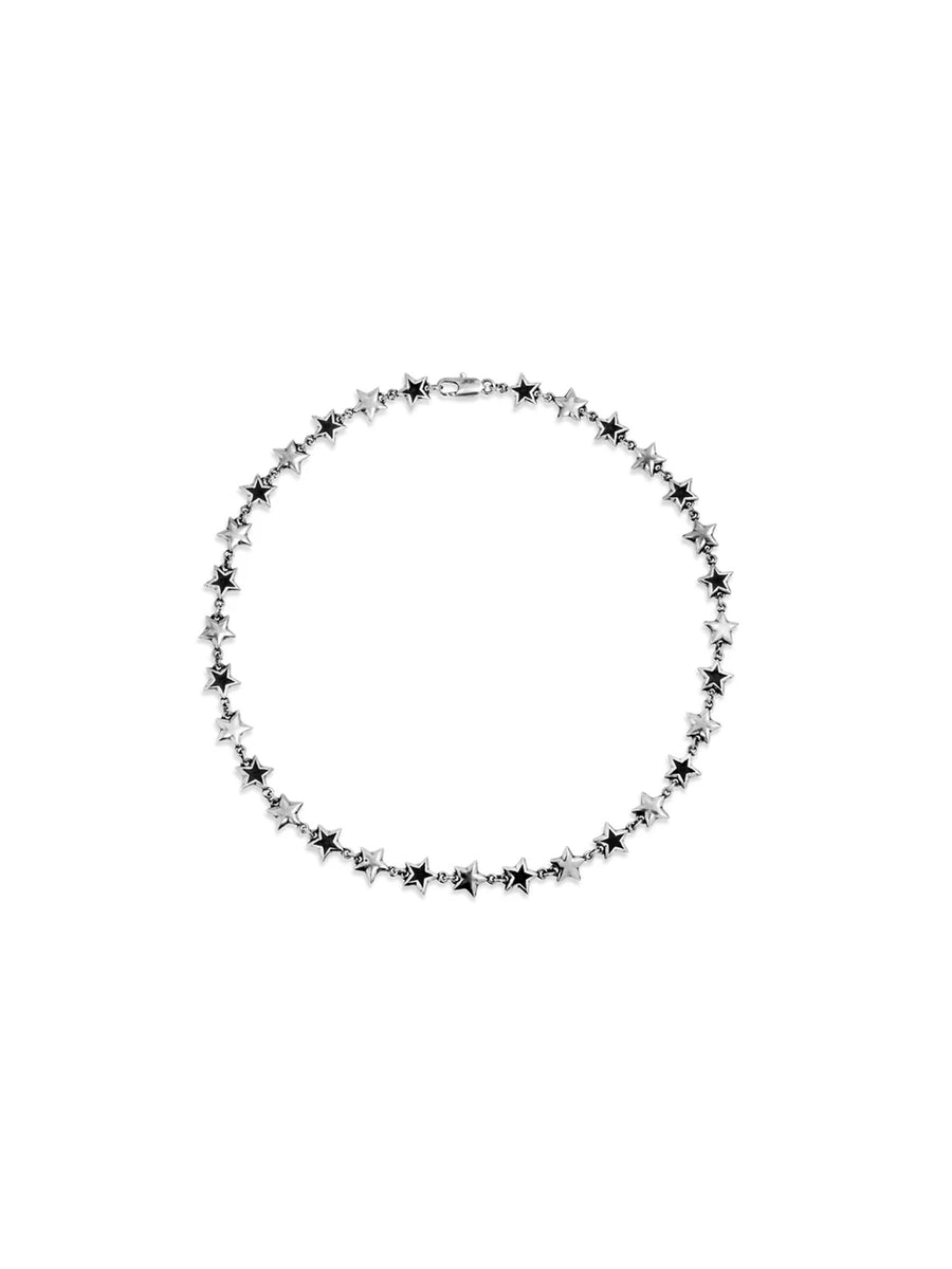 BLACK ENAMELED STARS NECKLACE 219601800 SILVER TWOJEYS 
