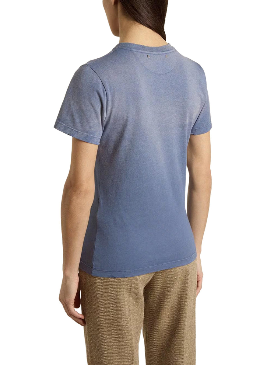 JOURNEY W'S SLIM LONG T-SHIRT DYED LIGHT COTTON JERSEY FADED EFFECT WITH PRITN GWP02322 P00212450270 GOLDEN GOOSE 