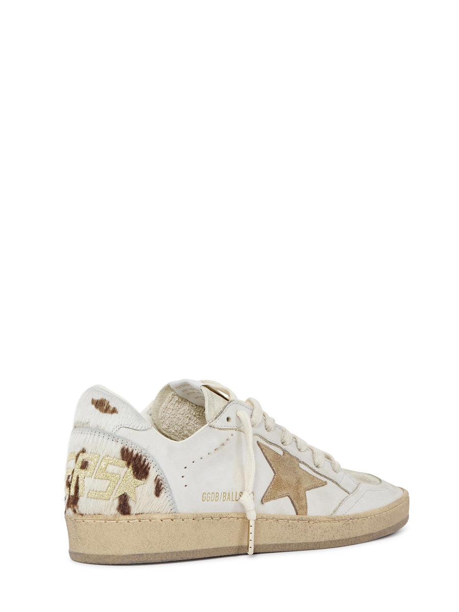 BALLSTAR LEATHER UPPER AND TOE SUED STAR HORSY COW PRINTED HEEL AND SPUR GWF00117 F00756383103 GOLDEN GOOSE 