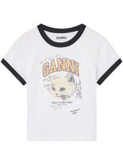 Basic Cotton Jersey Kitty Fitted T-shirt T4336 151 GANNI 