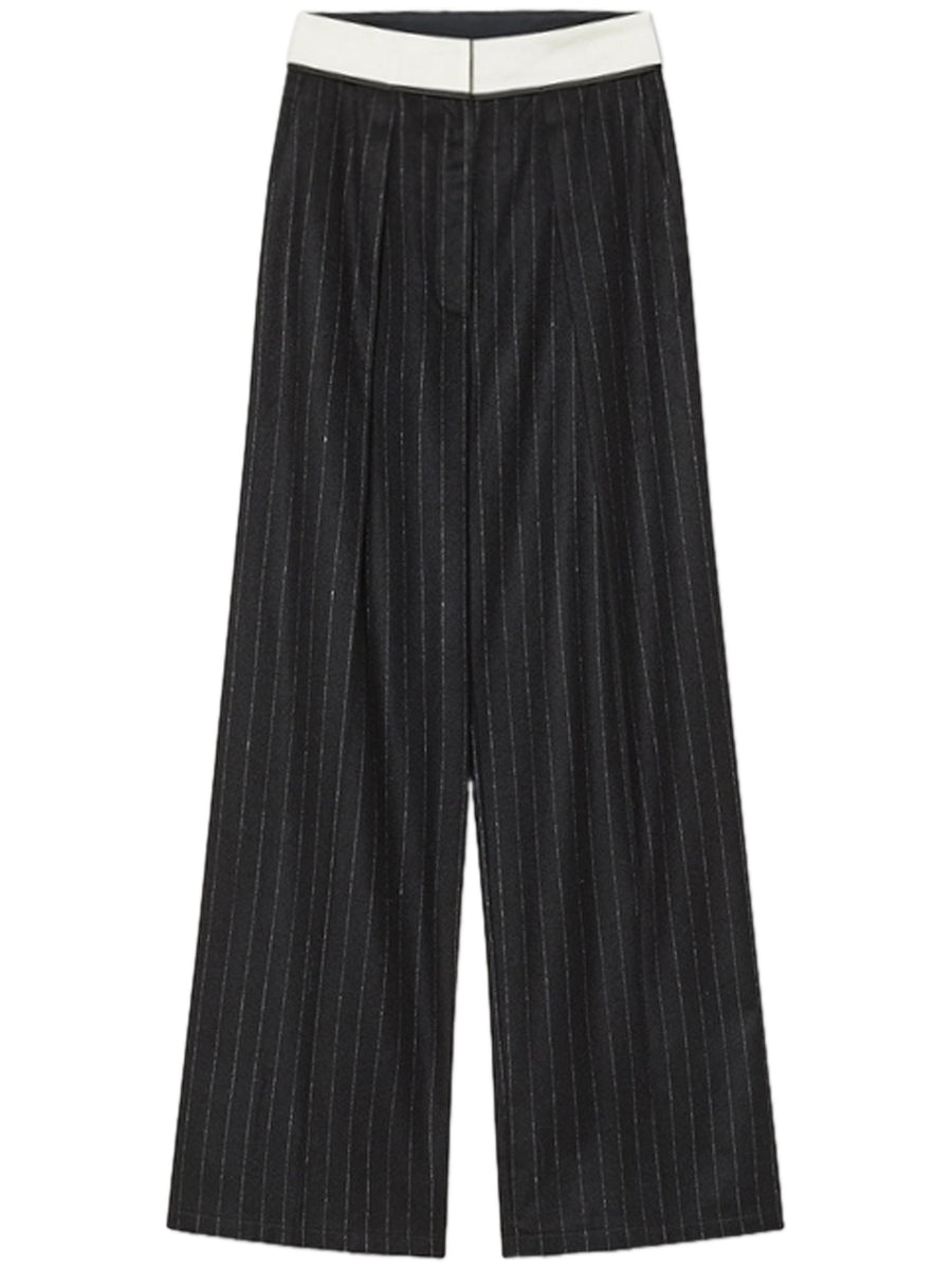 PINSTRIPED PANTS WITH CONTRASTING BELT 14317 F48M8002 FORTE FORTE 