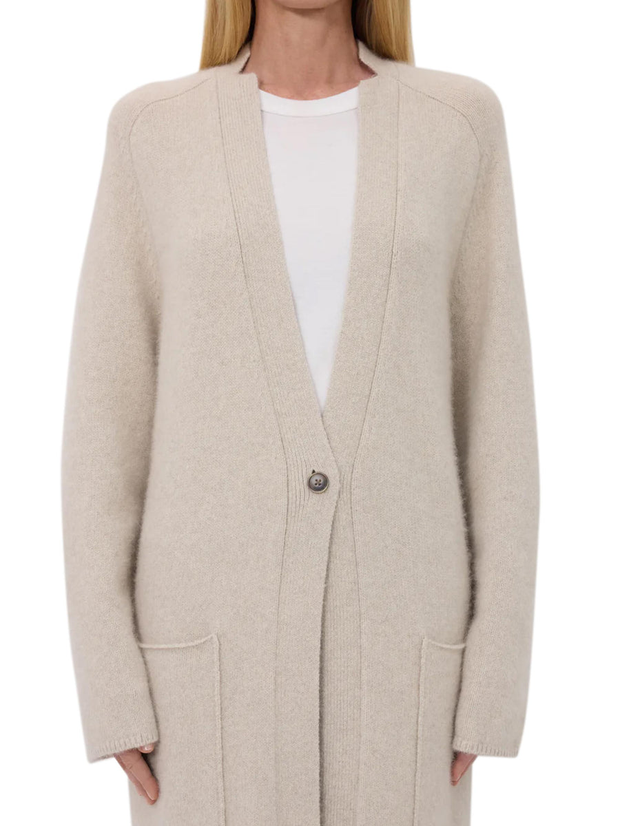 SMET MAXI KNIT CARDIGAN SMET STONE MELANGE LOULOU STUDIO 