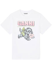 Basic Cotton Jersey Neon Puppy  T-shirt T4334 151 GANNI 