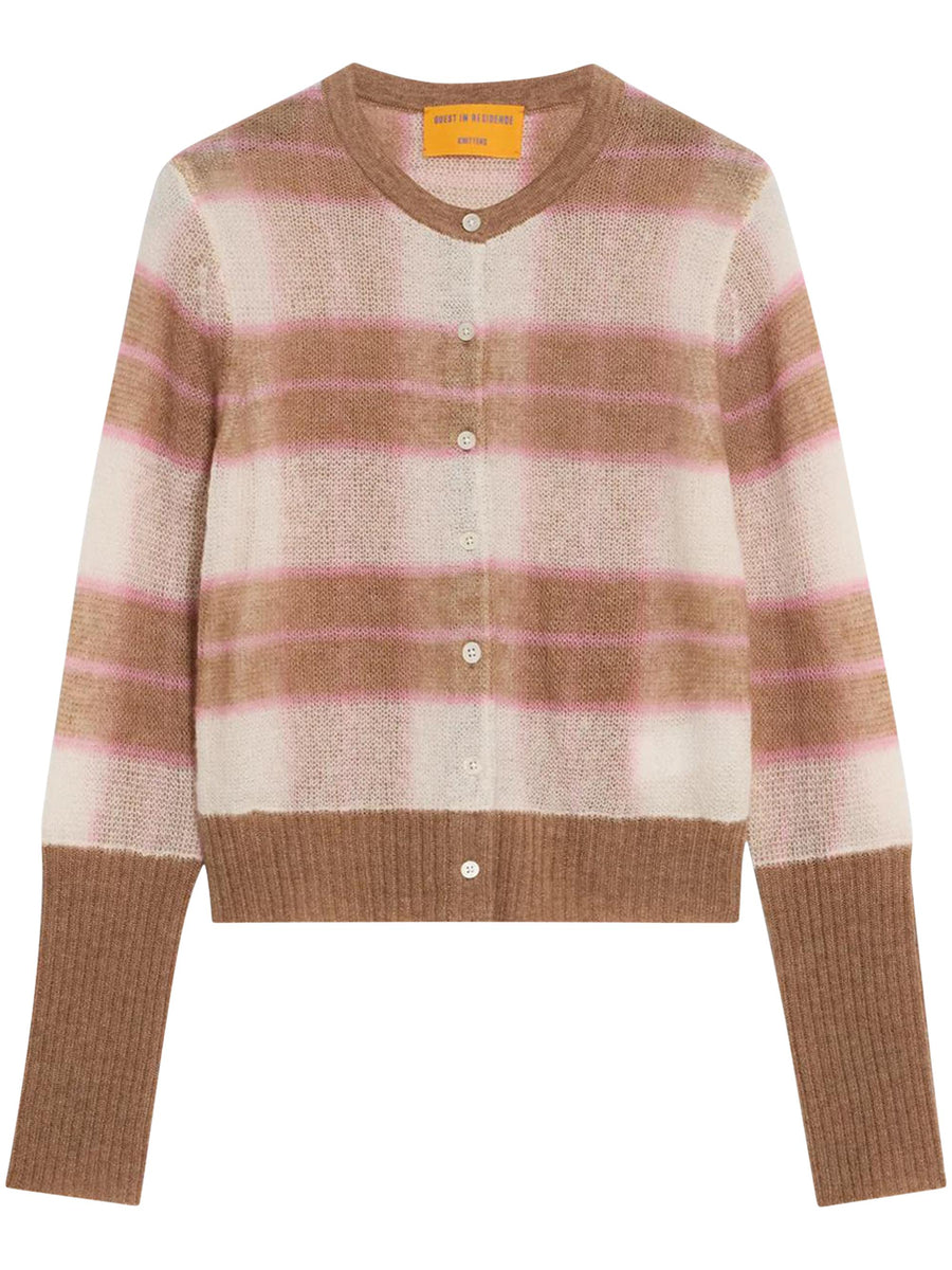 SHADOW PLAID CARDIGAN W33712DM TAUPCO GUEST IN RESIDENCE 