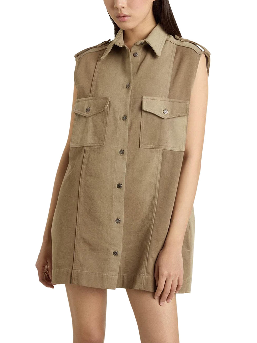 JOURNEY W'S OSANNE SHIRT DRESS SLEEVELESS COTTON DENIM FULL SLY WASH GWP02464 P00207215184 GOLDEN GOOSE 