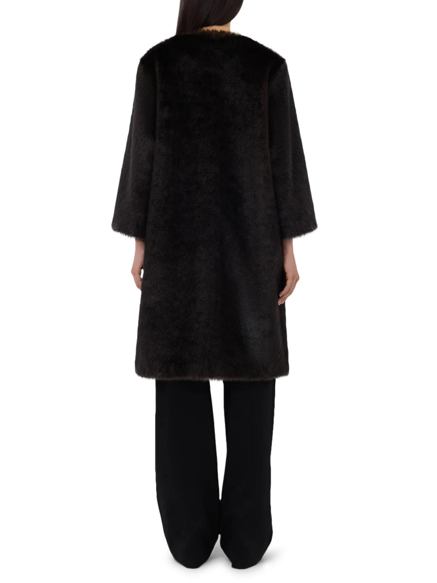 MOORE ROUND NECK LONG COAT MOORE GRIZZLY LOULOU STUDIO 