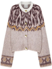 BABY ALPACA MOIREE FAIR ISLE JACQUARD CARDIGAN 14459 F48M2506 FORTE FORTE 