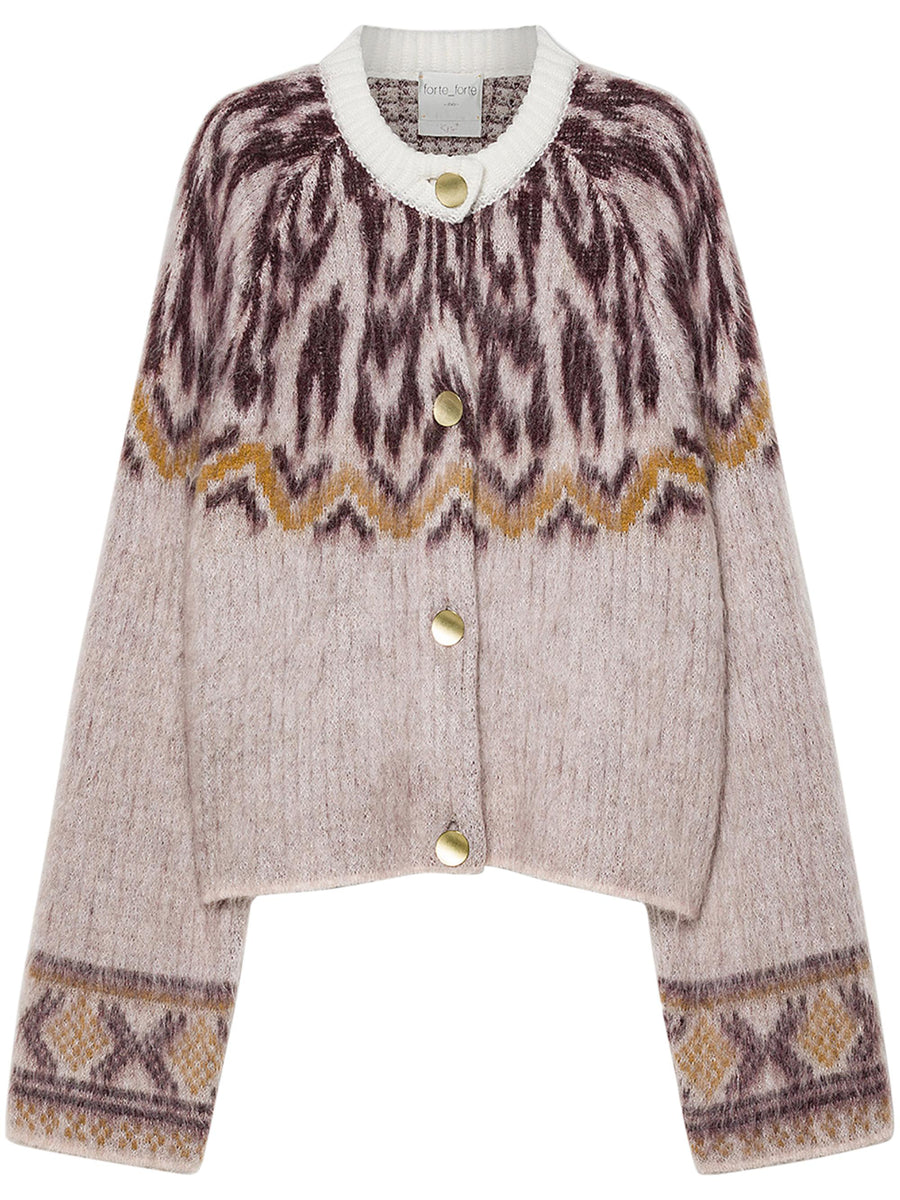 BABY ALPACA MOIREE FAIR ISLE JACQUARD CARDIGAN 14459 F48M2506 FORTE FORTE 
