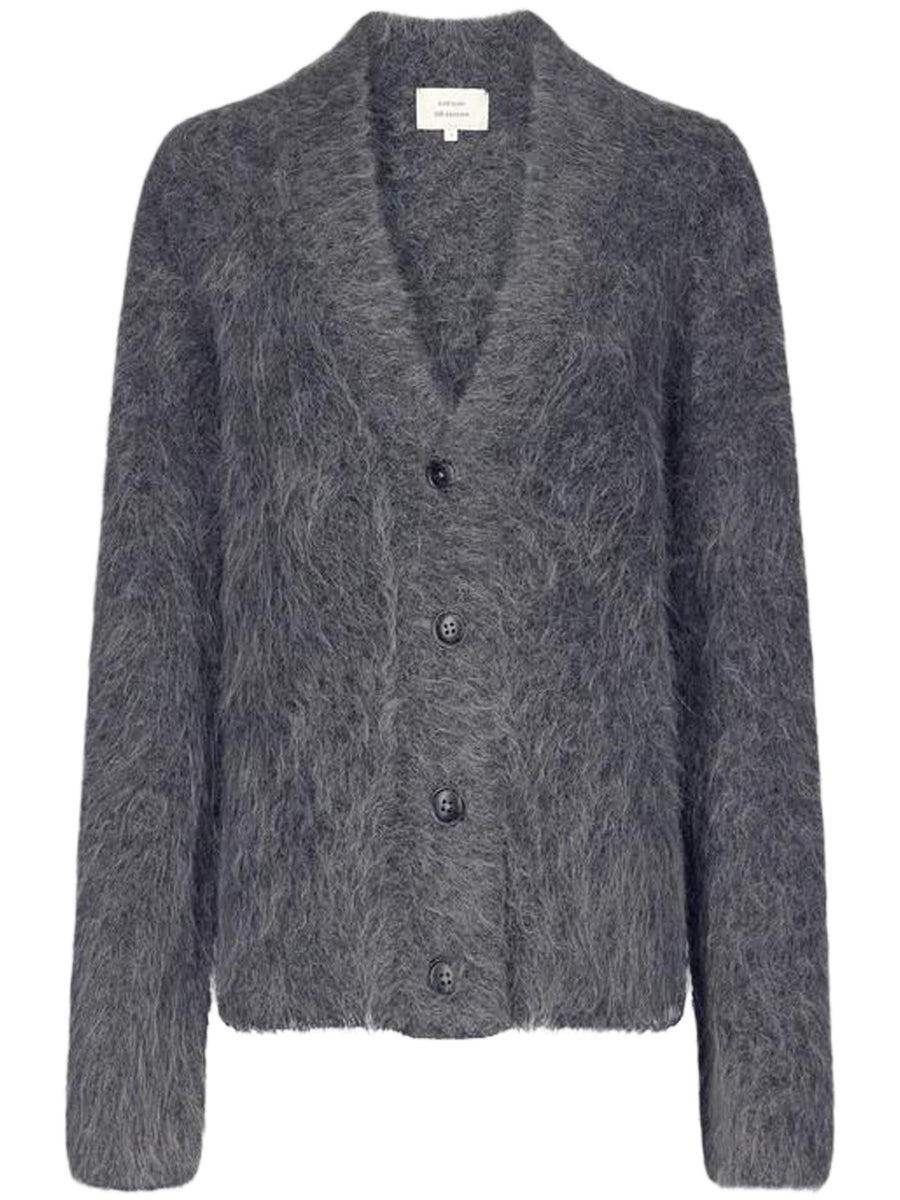 LYNN V NECK CARDIGAN LYNN ANTHRACITE MELANGE LOULOU STUDIO 