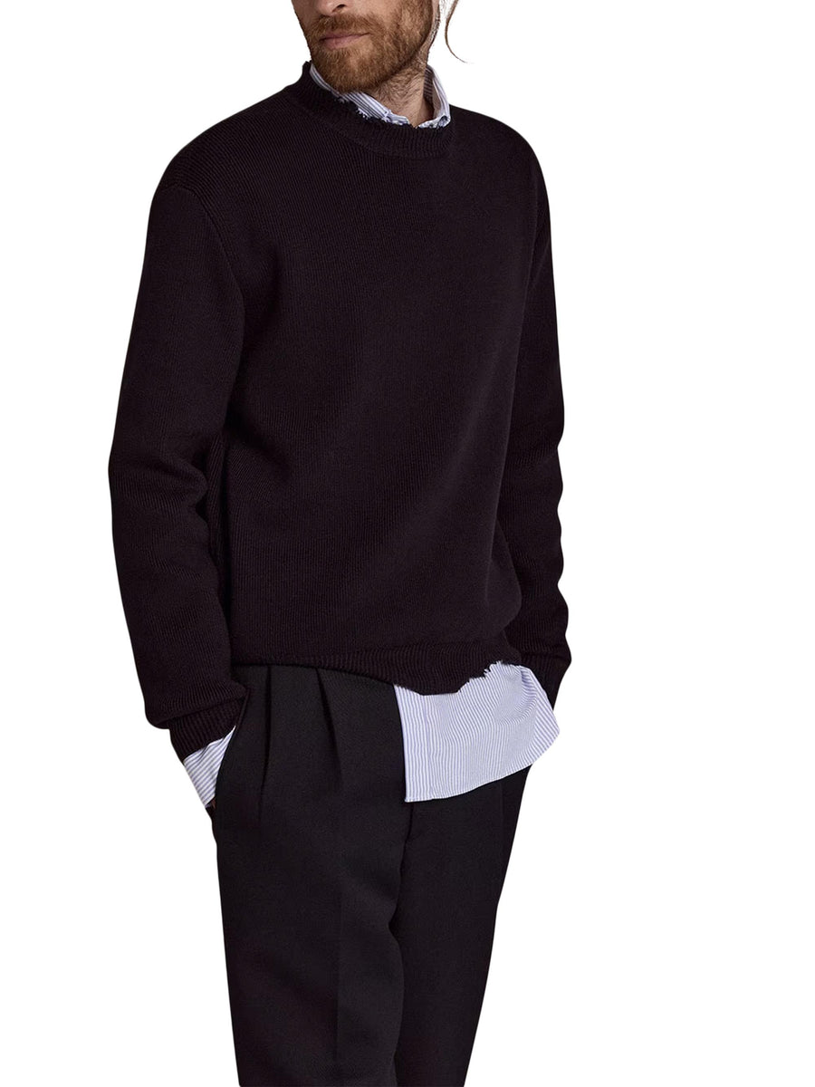GOLDEN M'S REGULAR KNIT CREW NECK COTTON WITH LOGO GMP00841 P00066250486 GOLDEN GOOSE 