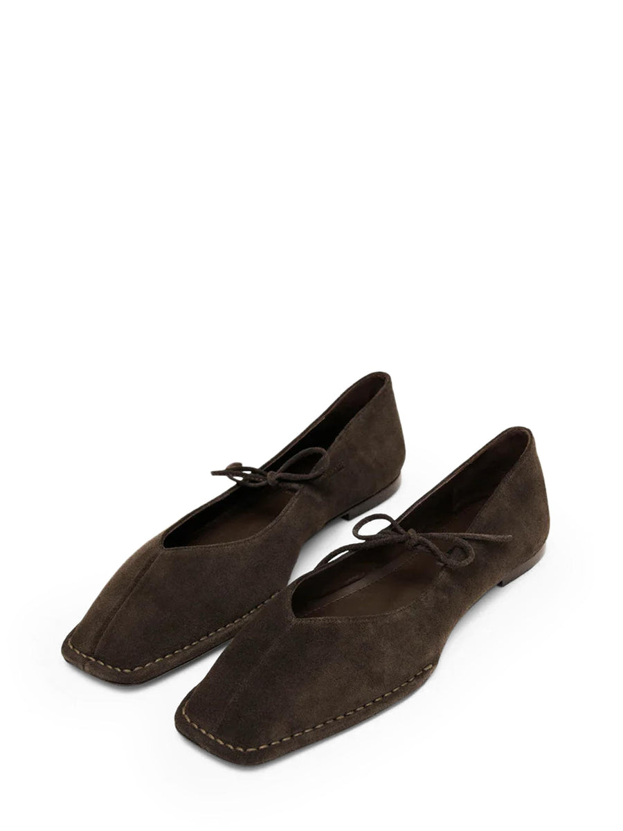 SWAY SUEDE COFFEE BROWN LEATHER BALLET FLATS S100946 01 ALOHAS 