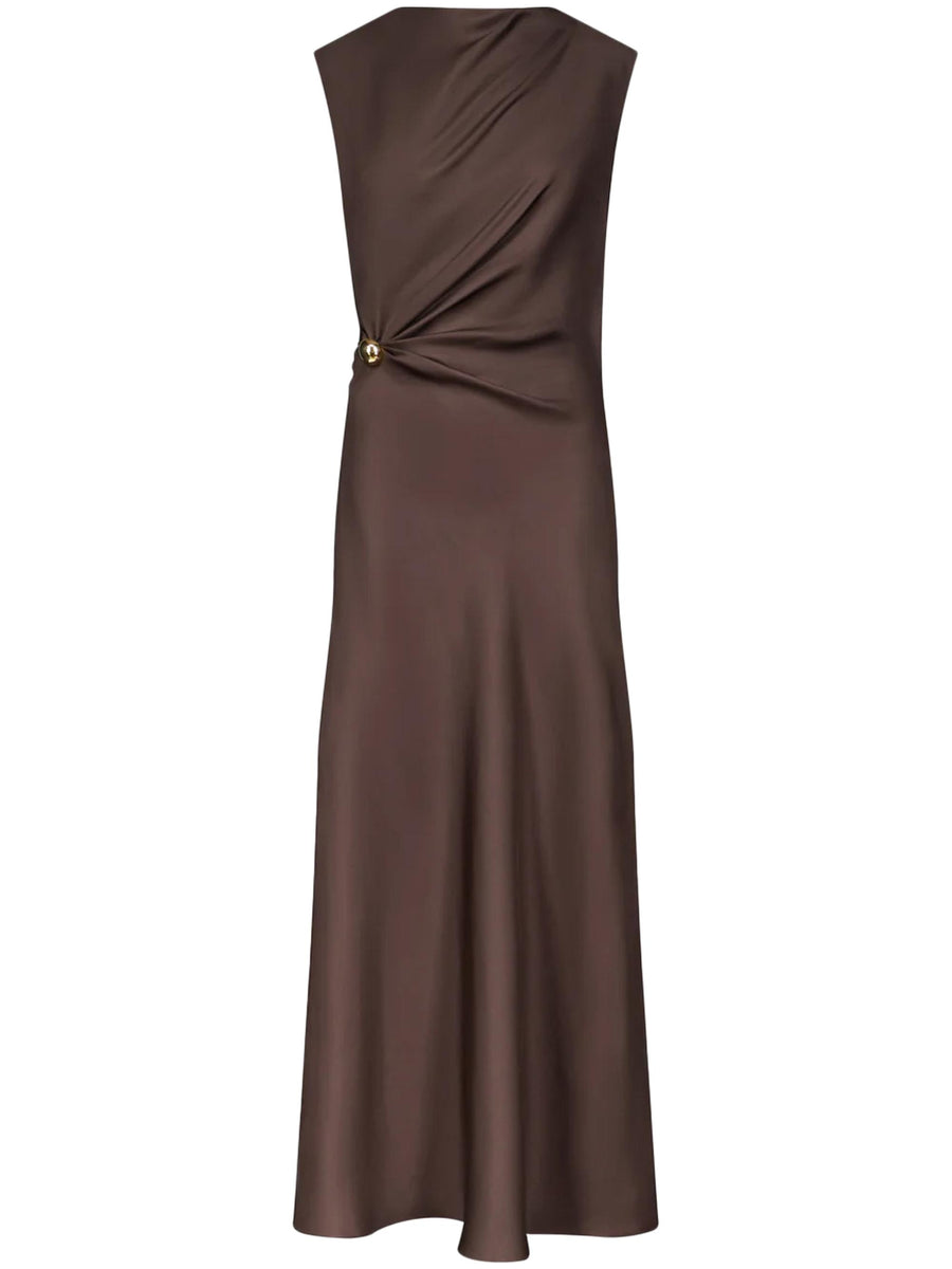 ROAN SLEEVELESS DRAPED DRESS ROAN BROWN LOULOU STUDIO 