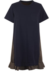NYLON TWILL X COTTON JERSEY DRESS 2507999 233 SACAI 