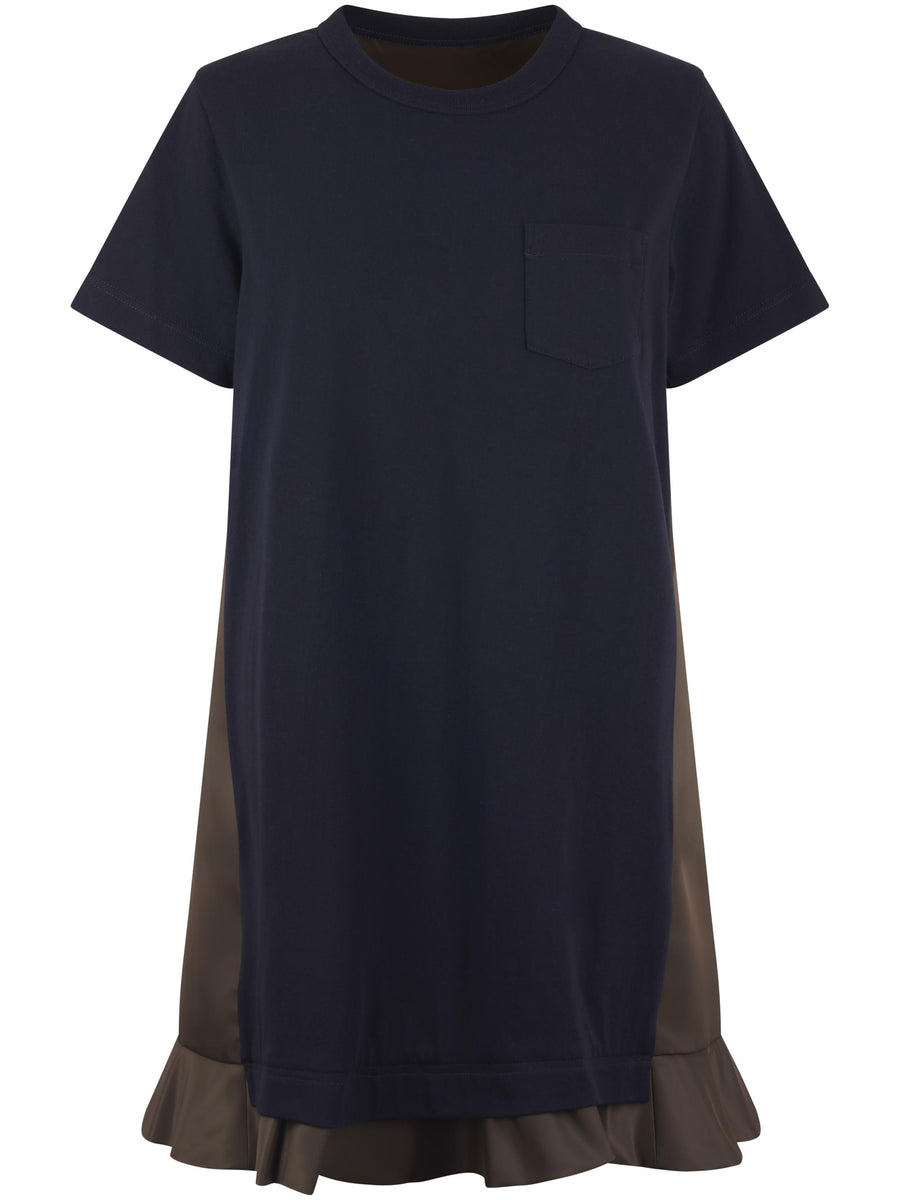 NYLON TWILL X COTTON JERSEY DRESS 2507999 233 SACAI 