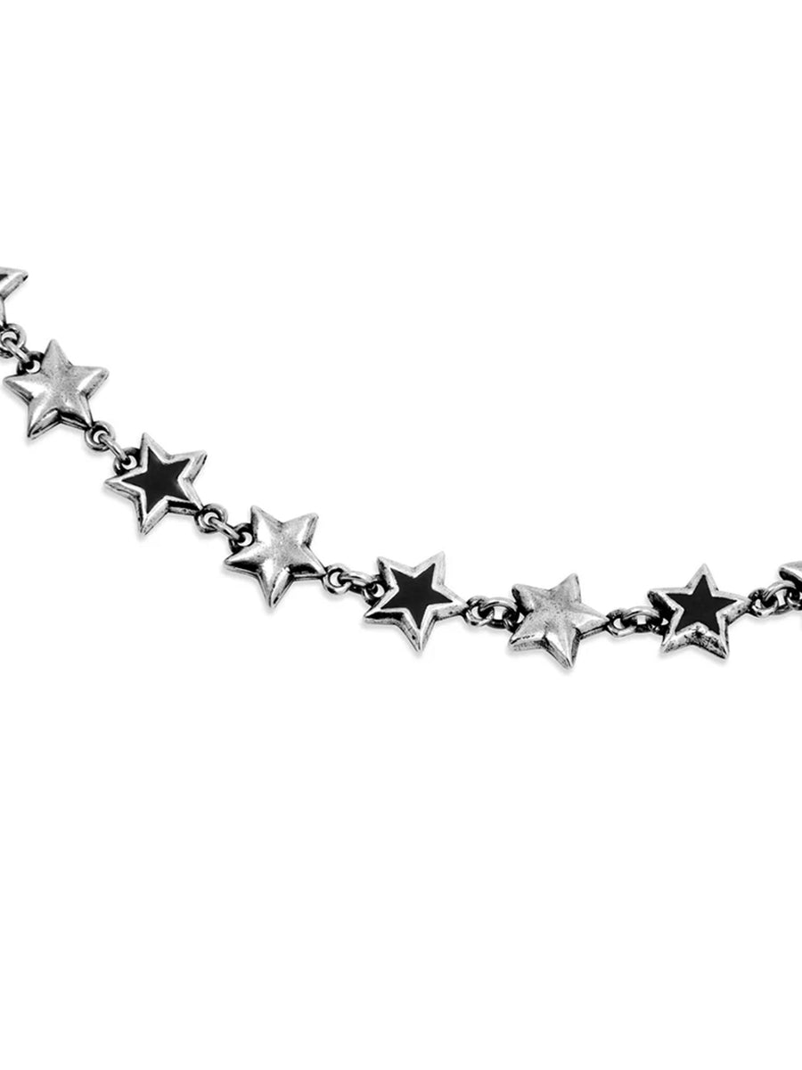 BLACK ENAMELED STARS NECKLACE 219601800 SILVER TWOJEYS 