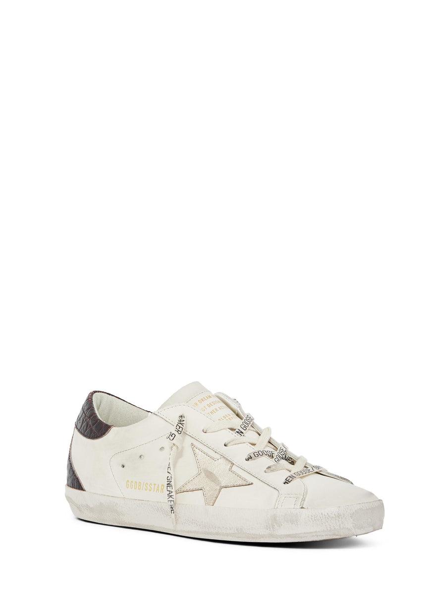 SUPER STAR LEATHER UPPER AND TOE LAMINATED STAR COCCO PRINT HEEL AND SPUR GWF00102 F00750582996 GOLDEN GOOSE 