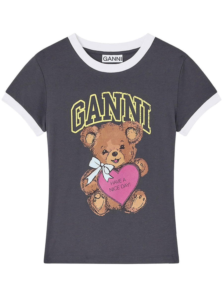 Basic Cotton Jersey Bear Fitted T-shirt T4335 252 GANNI 