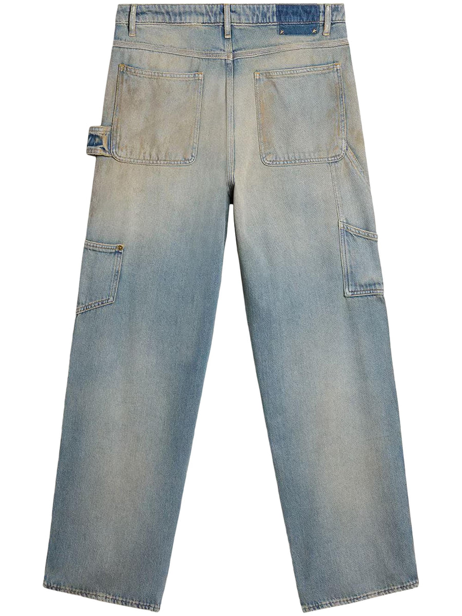 JOURNEY M'S PAINTER PANT MARLEY DESTROYED COTTON DENIM OFFICINA WASH GMP01942 P00208350491 GOLDEN GOOSE 