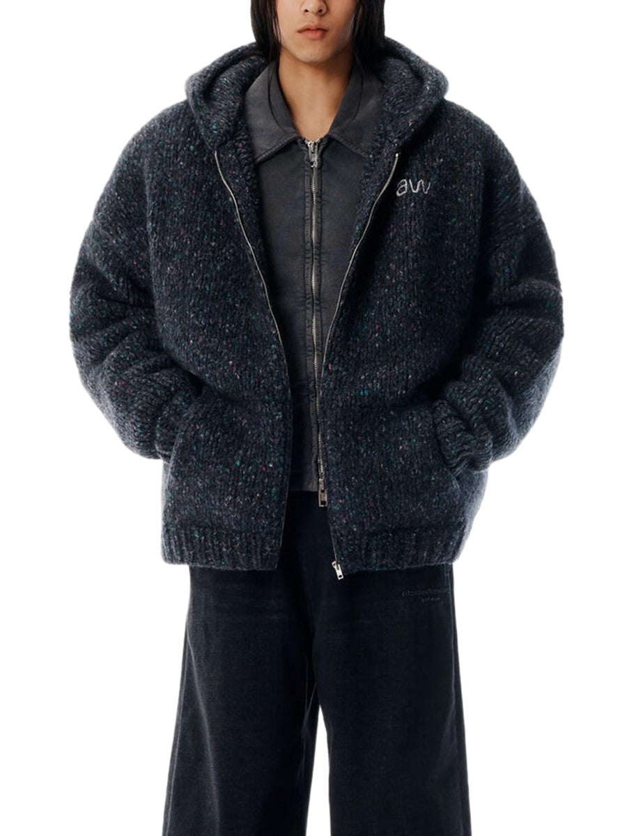 OVERSIZED ZIP UP HOODIE WITH AW EMBROIDERY UKC4253059 004 ALEXANDER WANG 