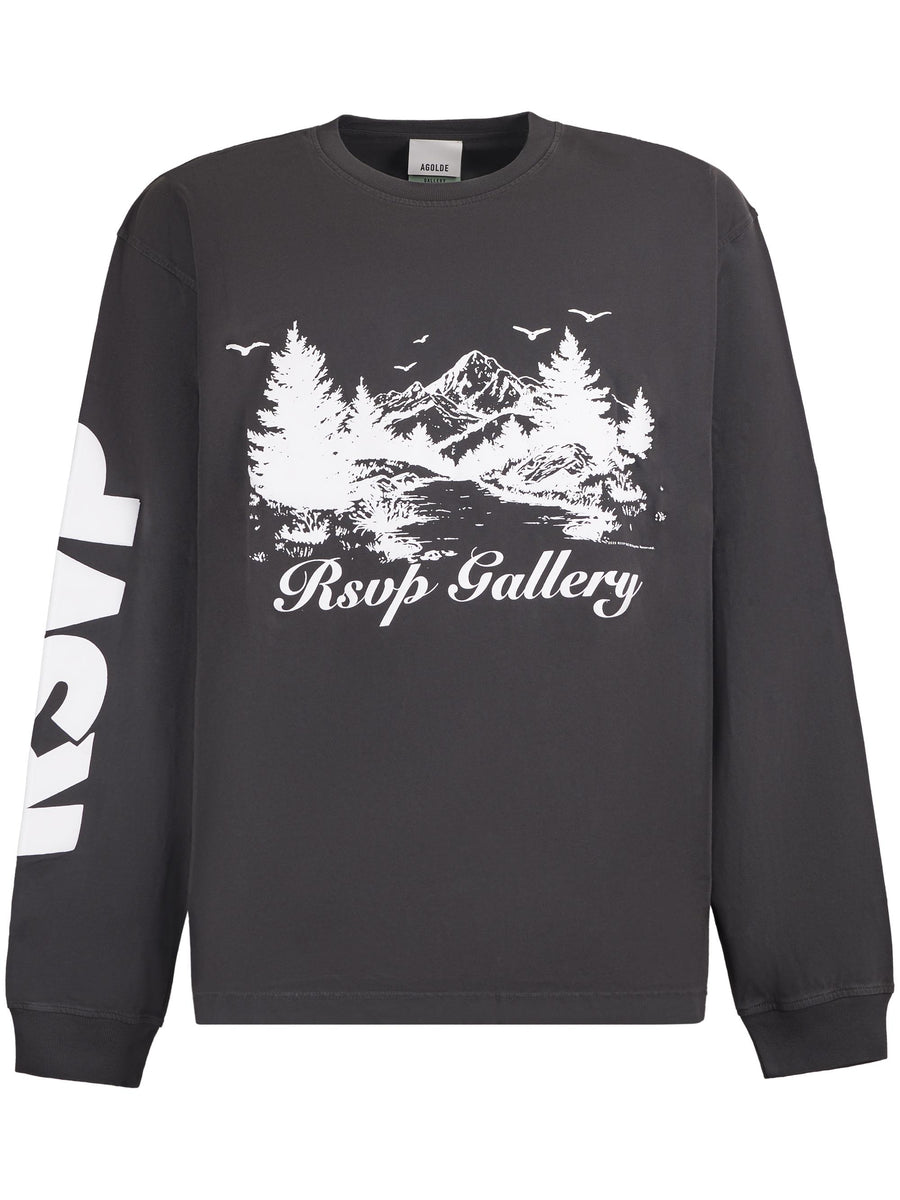 LONG SLEEVE MOCK NECK IN OUTDOOR PRINT A10221521OTD MRKR AGOLDE 